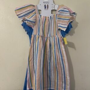 NWT Roxy Multicolor Striped Kids Dress & Blue Kids Dress, 2 piece-set, size 7/8